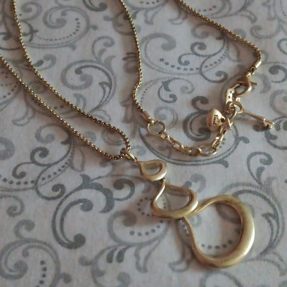 Fossil Gold Toned Chained Triple Teardrop Necklace - Picture 6 of 7